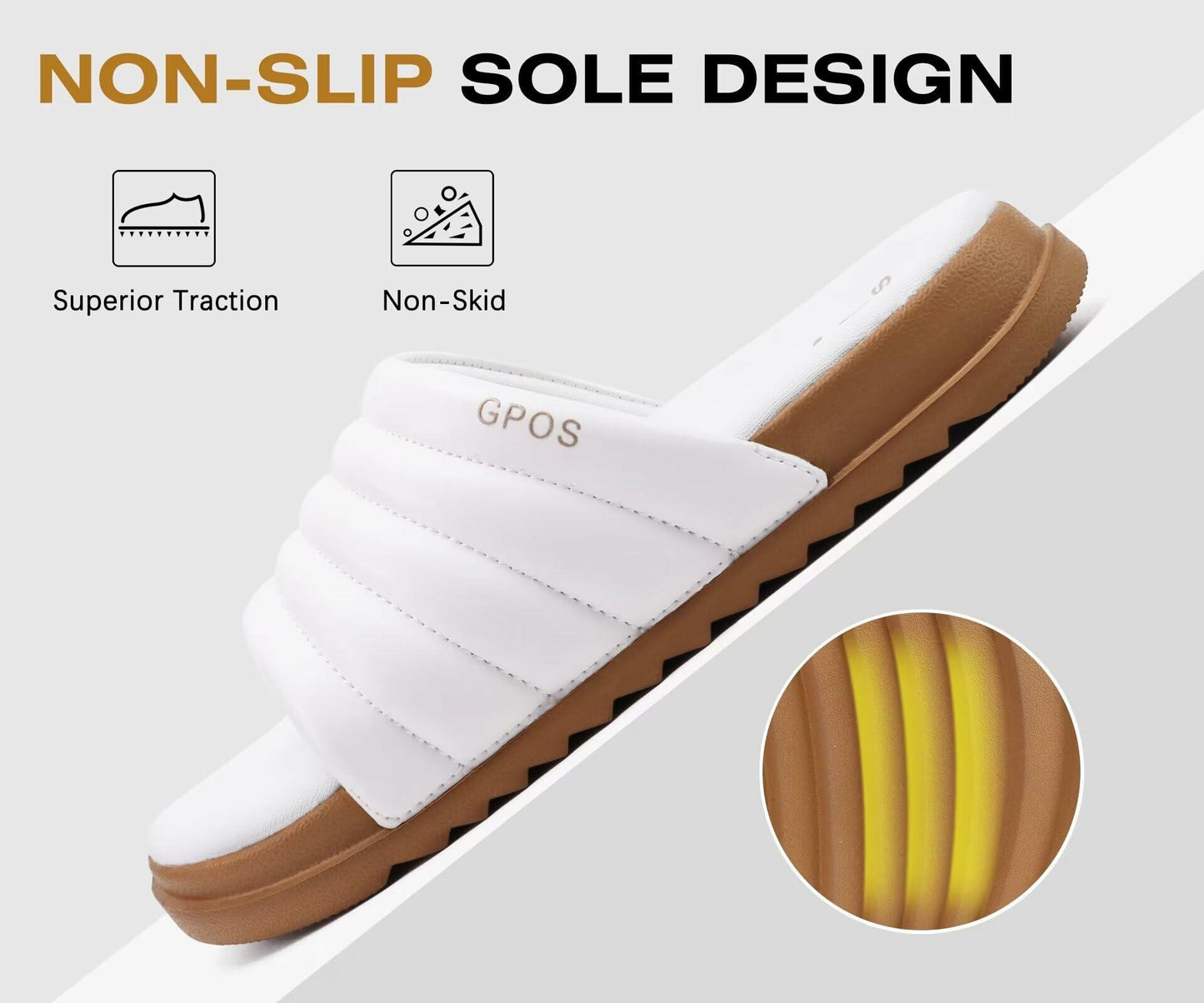 GPOS Womens Slides Memory Foam Soft Cushioned Cozy Open Toe Sandals Size 9
