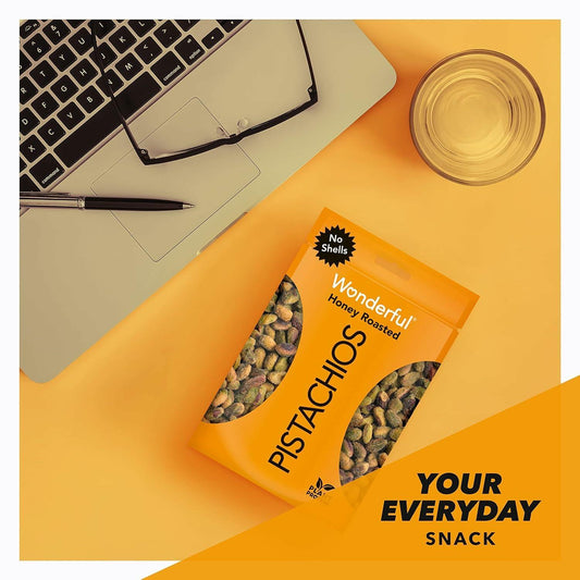 BestBy01/25 Wonderful Pistachios Honey Roasted No Shells Protein Snack 5.5oz Bag