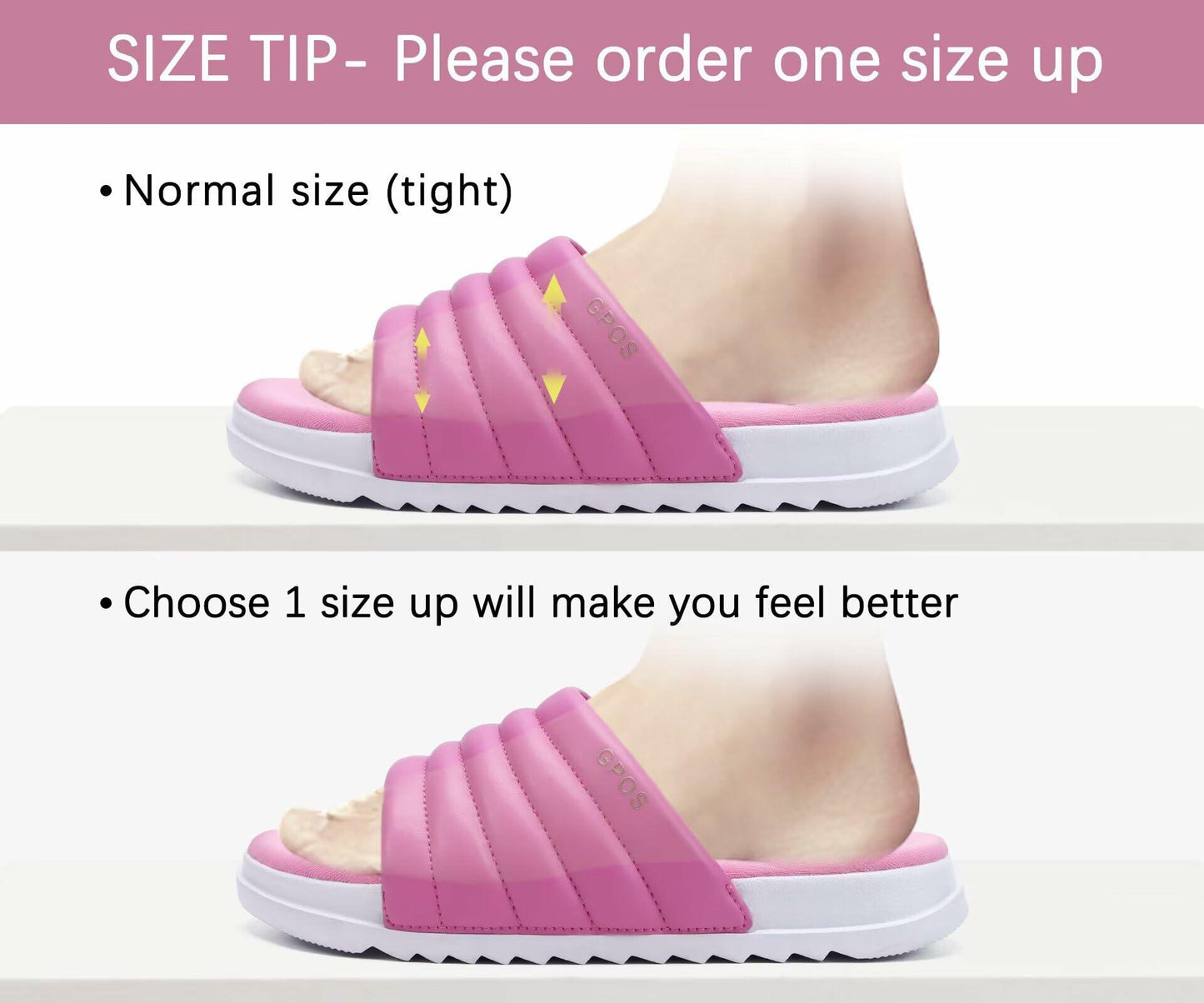 GPOS Womens Slides Memory Foam Cozy Open Toe Pink White Size 6