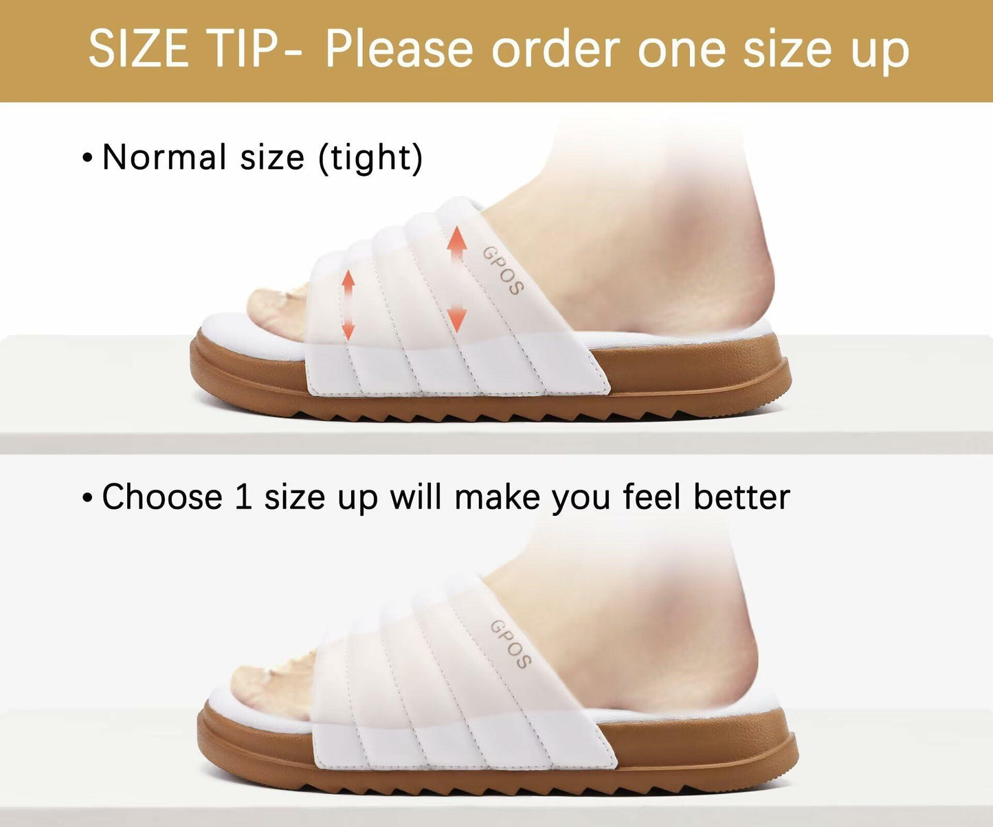 GPOS Womens Slides Memory Foam Soft Cushioned Cozy Open Toe Sandals Size 9