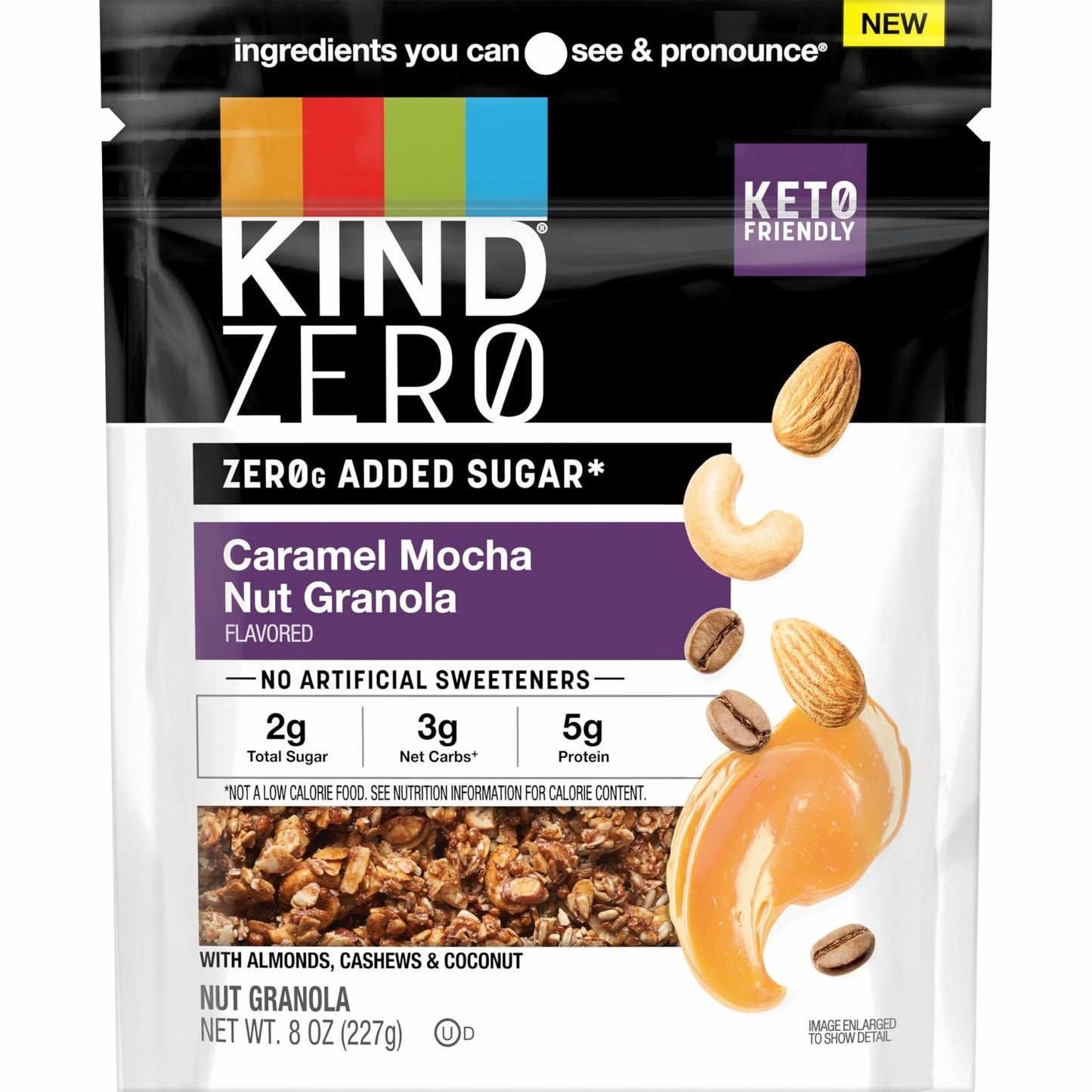 BestBy12/24 KIND Zero Added Sugar Keto Granola Caramel Mocha Nut 1 Count Gluten