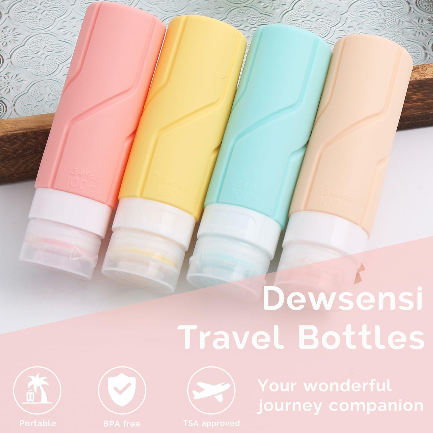 18 Pc Silicone Travel Bottles Set TSA Approved Leak Proof BPA Free Refillable