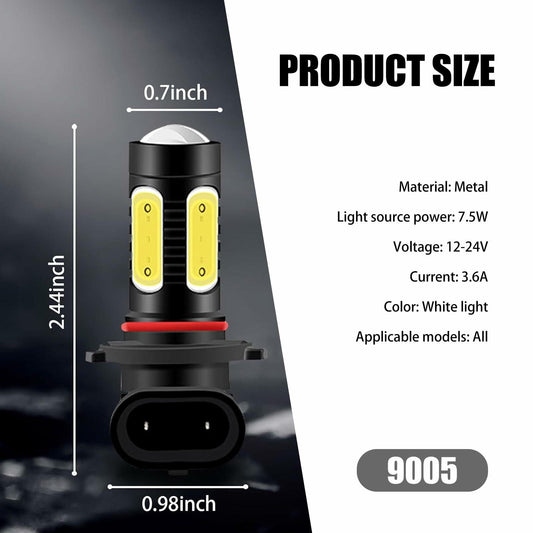 cerfioo 2PCS 9005 LED Bulb 6000K White Waterproof Front Fog Lamp
