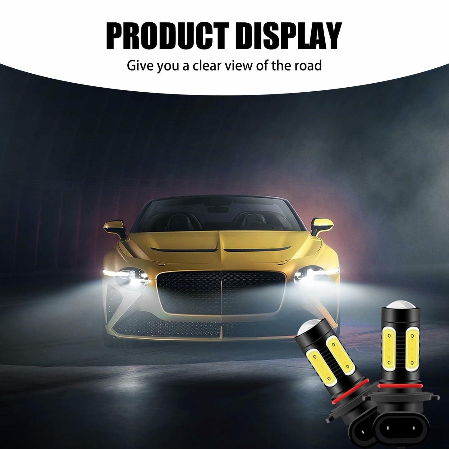 cerfioo 2PCS 9005 LED Bulb 6000K White Waterproof Front Fog Lamp