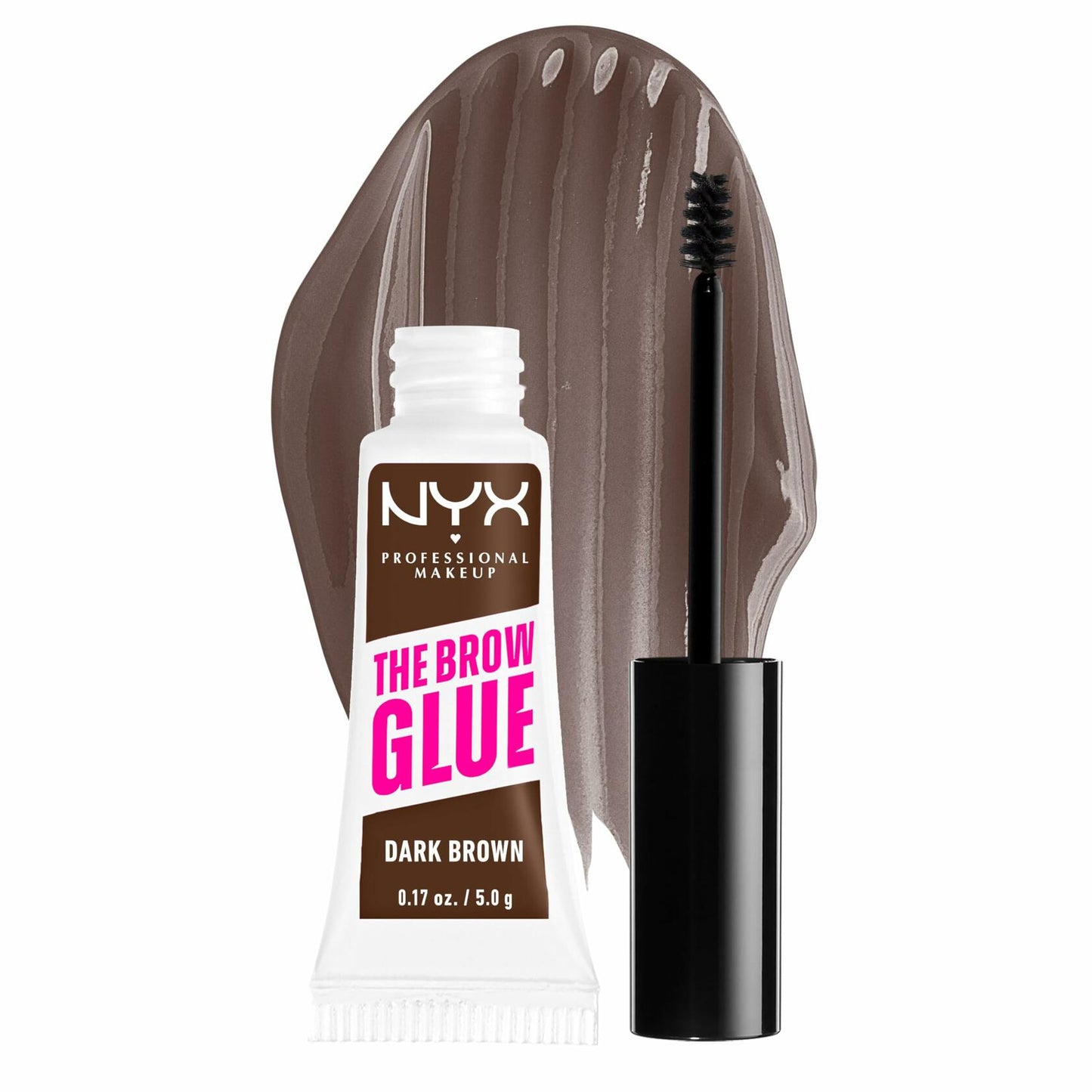 NYX Brow Glue Tinted Eyebrow Gel Dark Brown 0.17oz - Extreme Hold