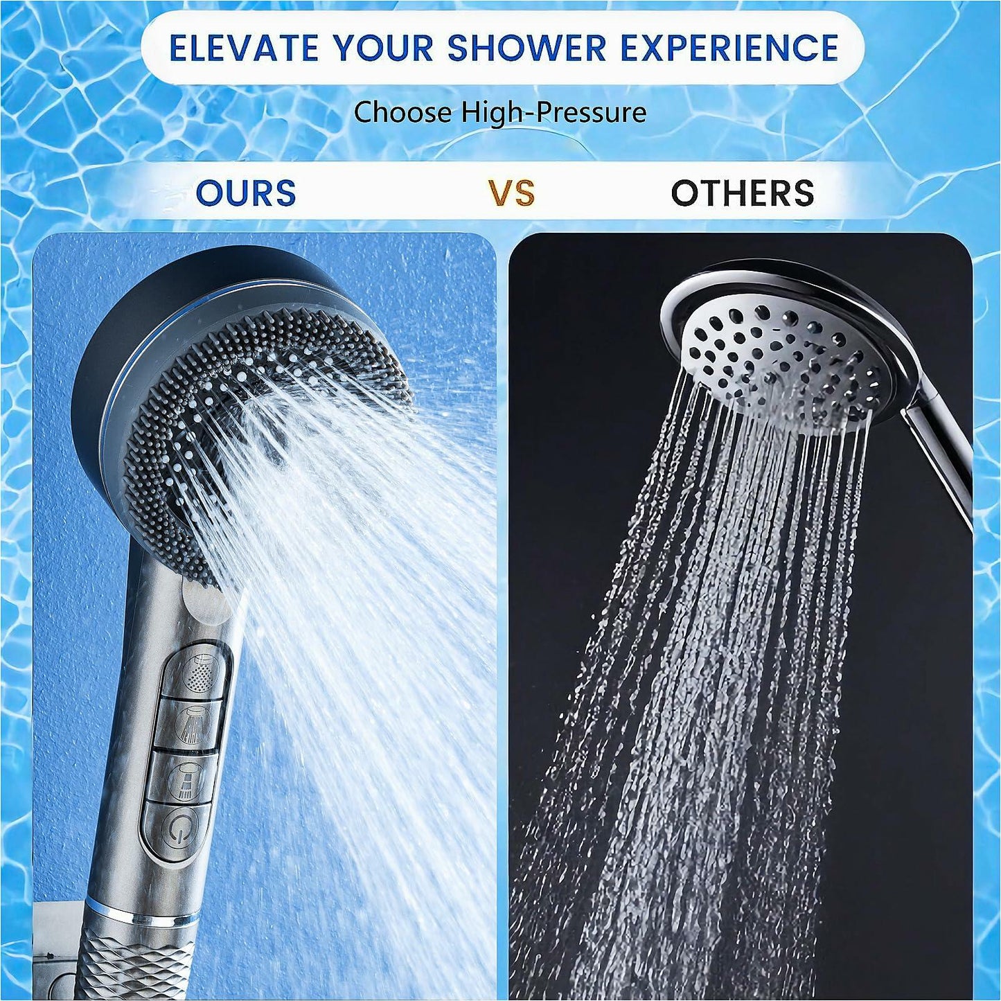 Filtered Handheld Shower Head Chrome High Pressure with Scalp Massager