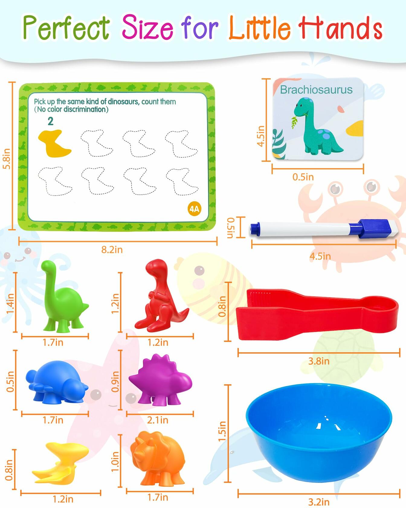 Yetonamr Montessori Counting Dinosaurs Educational Toy Set for Kids