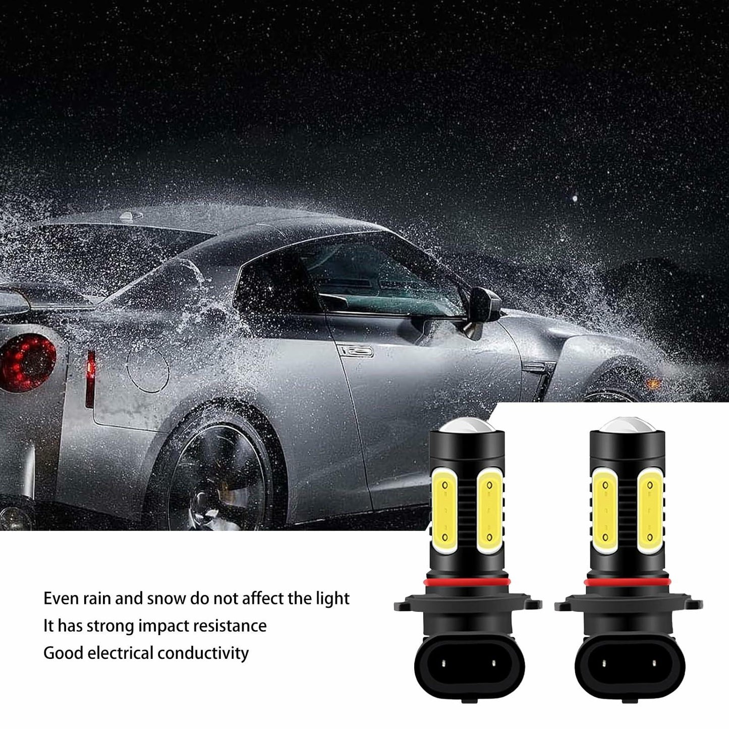 cerfioo 2PCS 9005 LED Bulb 6000K White Waterproof Front Fog Lamp