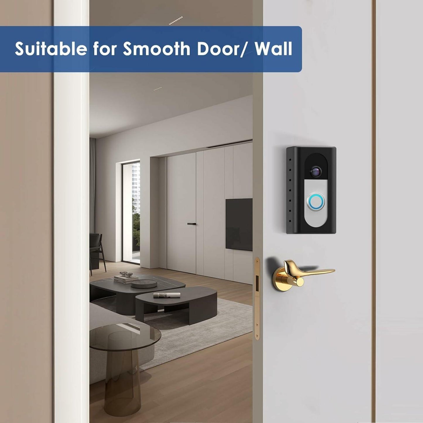 KIMILAR 2024 Upgrade No Drill Adhesive Video Doorbell Mount - Black