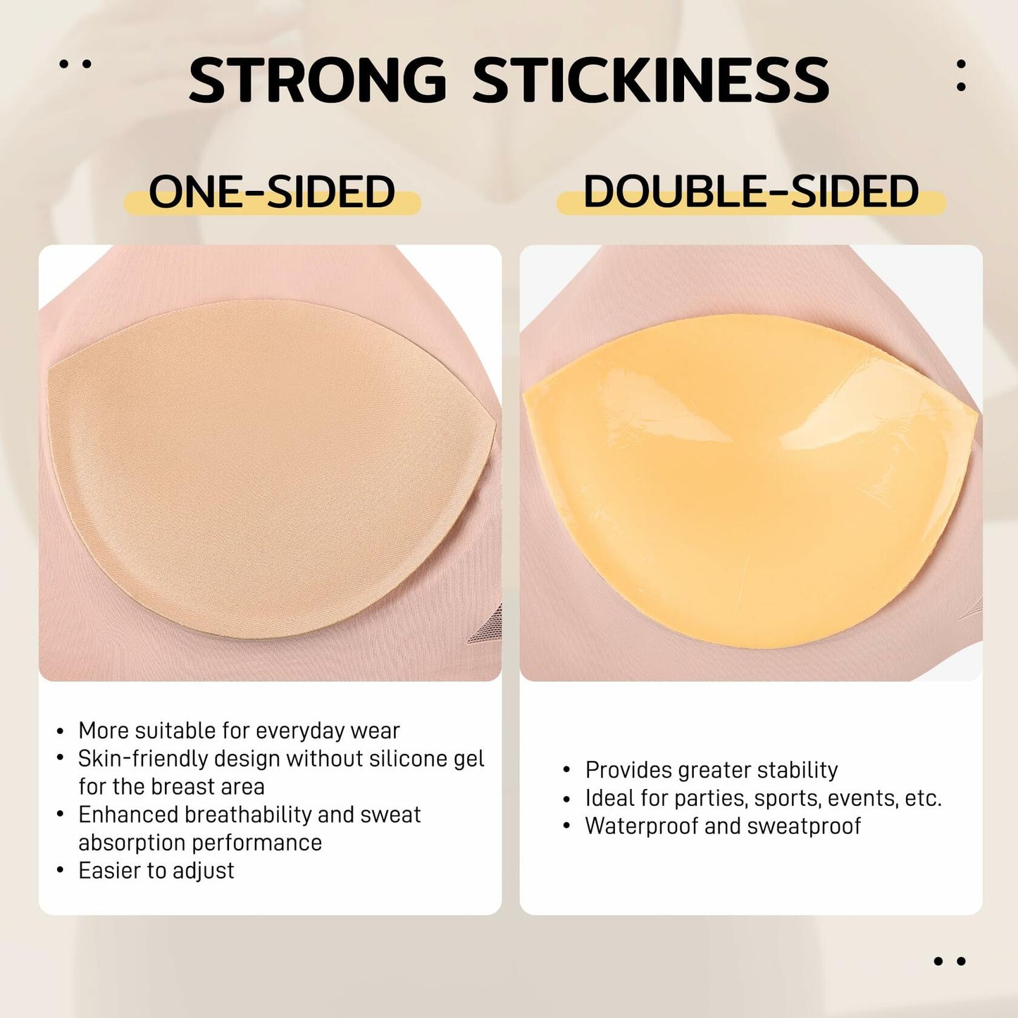 Niidor Sticky Bra Pads Inserts Double-Sided Invisible Push Up Enhancers