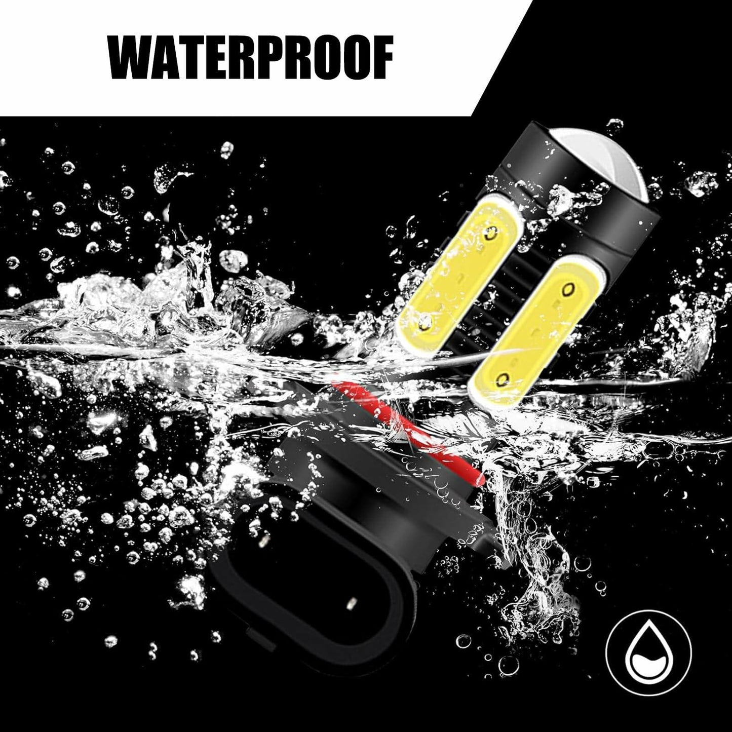cerfioo 2PCS 9005 LED Bulb 6000K White Waterproof Front Fog Lamp