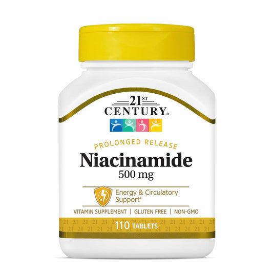 BestBy07/27 21st Century Niacinamide 500 mg Prolonged Release Tablets 110 Count