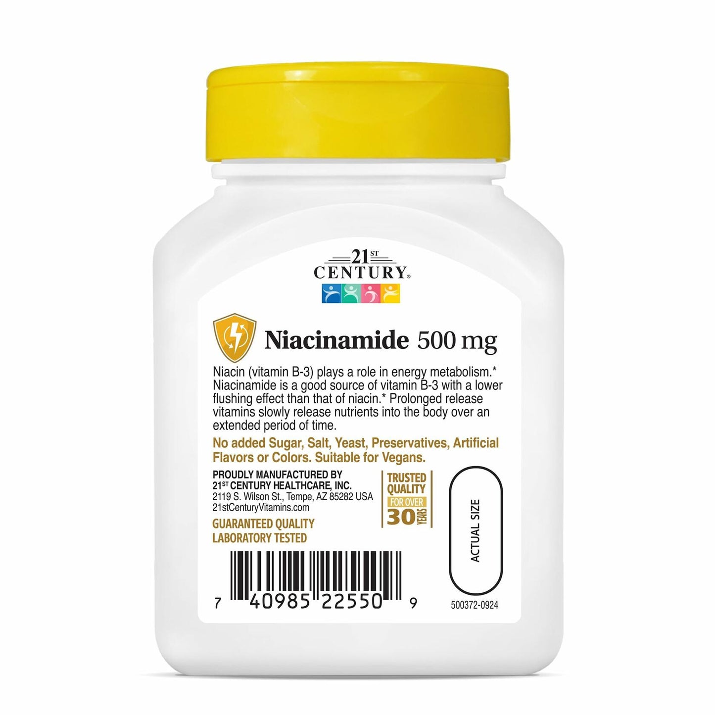 BestBy07/27 21st Century Niacinamide 500 mg Prolonged Release Tablets 110 Count
