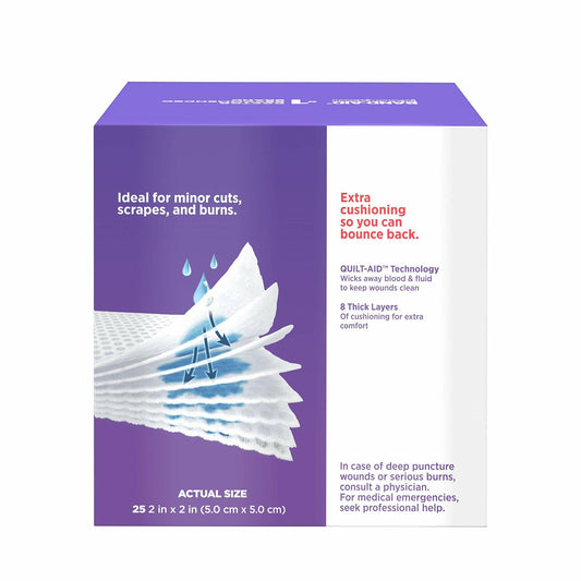 BAND-AID Cushion-Care Gauze Pads 2x2in 25ct Sterile Absorbent Padding