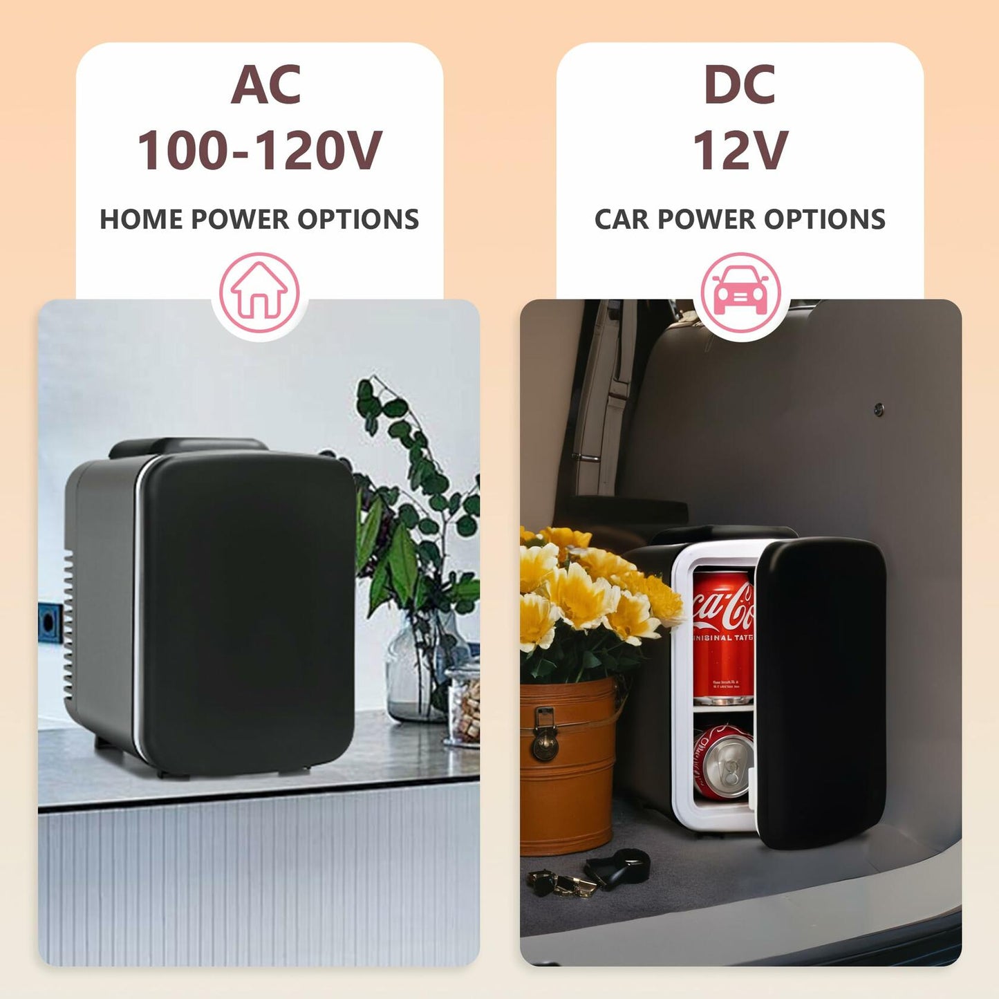 EUHOMY 4L Mini Fridge Portable Cooler Warmer Black Cosmetics Drinks