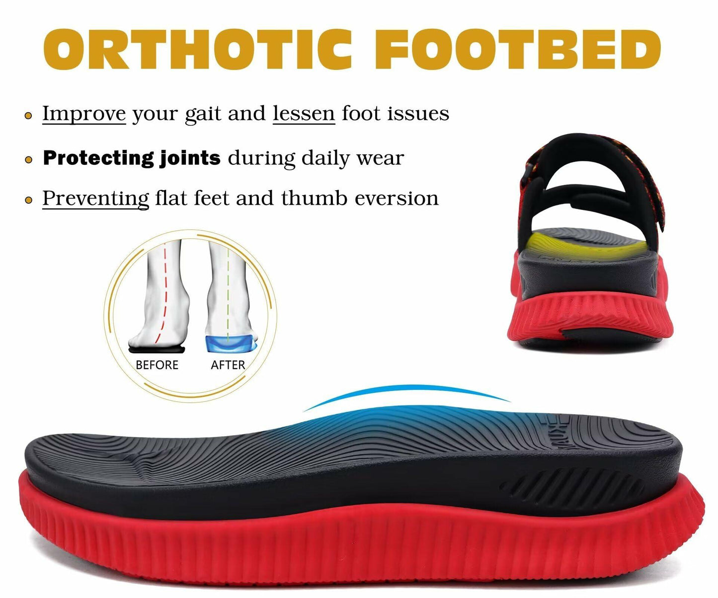 KuaiLu Women’s Orthotic Slides Cushioned Sport Sandals Arch Support Size 9