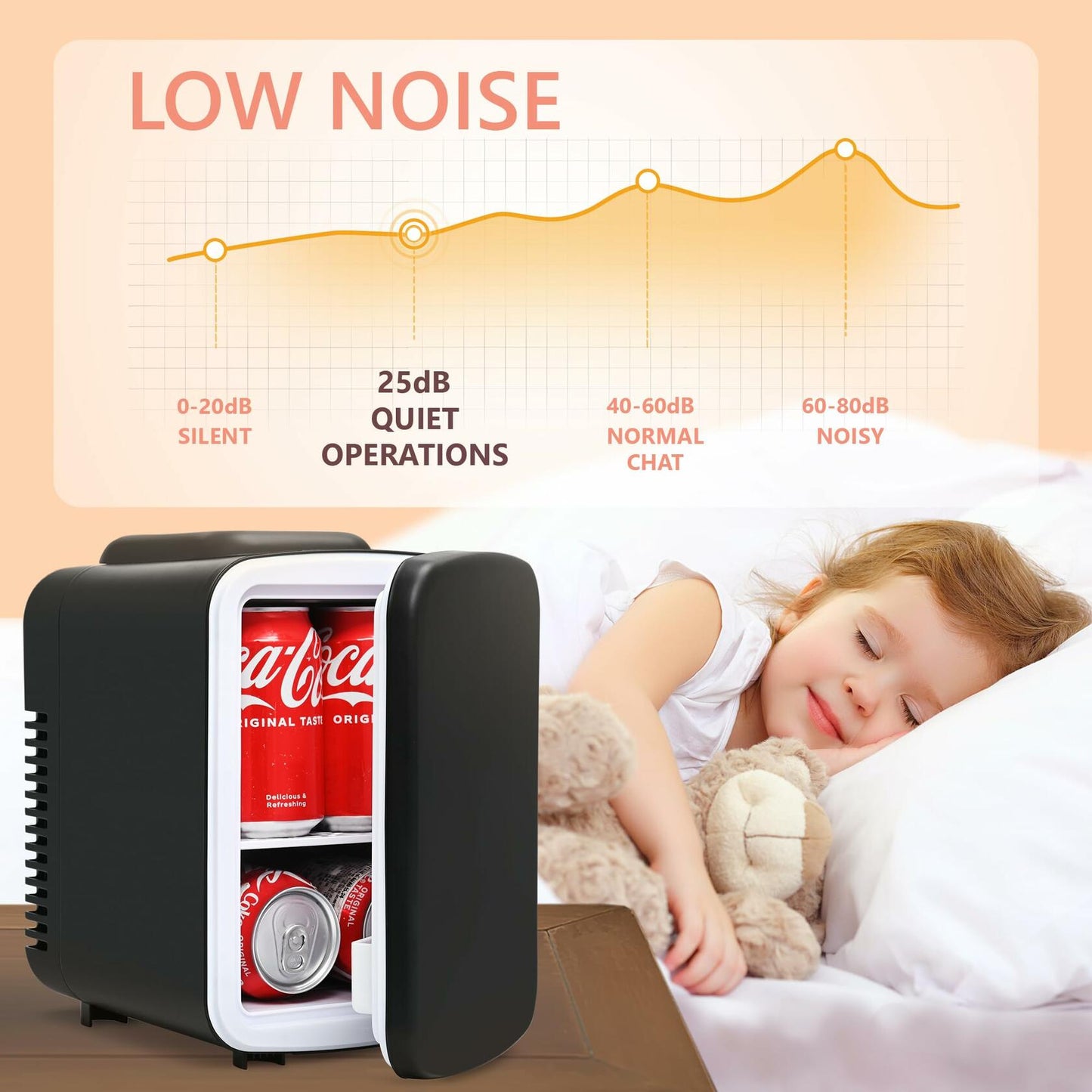 EUHOMY 4L Mini Fridge Portable Cooler Warmer Black Cosmetics Drinks