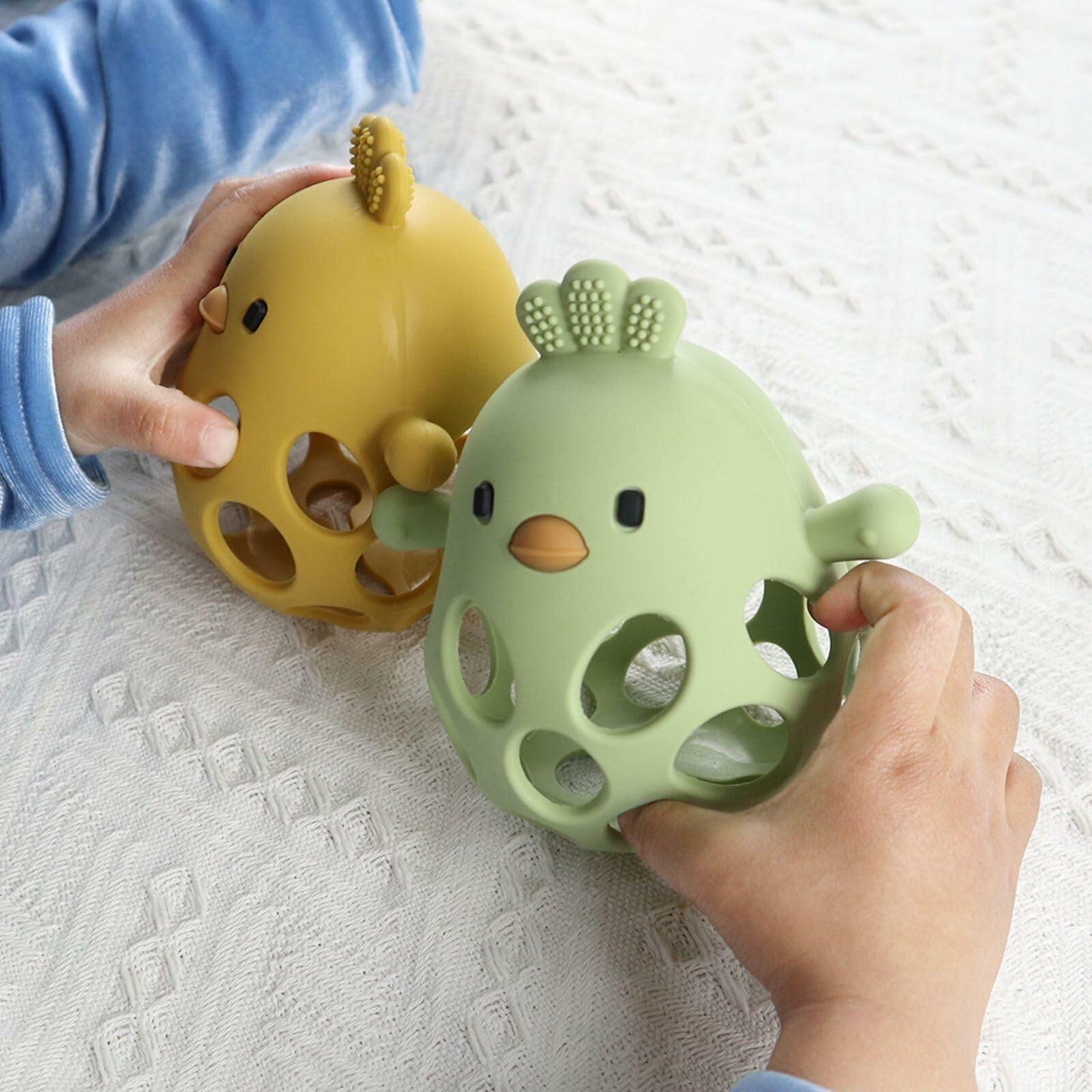KIAANS Baby Teething Toy Silicone Hollow Chick White BPA Free Sensory Teether
