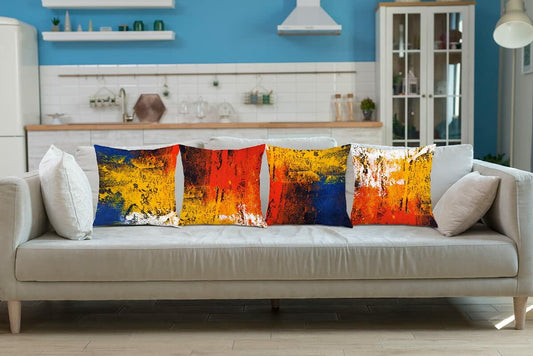 Vintage Abstract Rust Painting Pillow Covers Decorative Throw 18x18in Set of 4