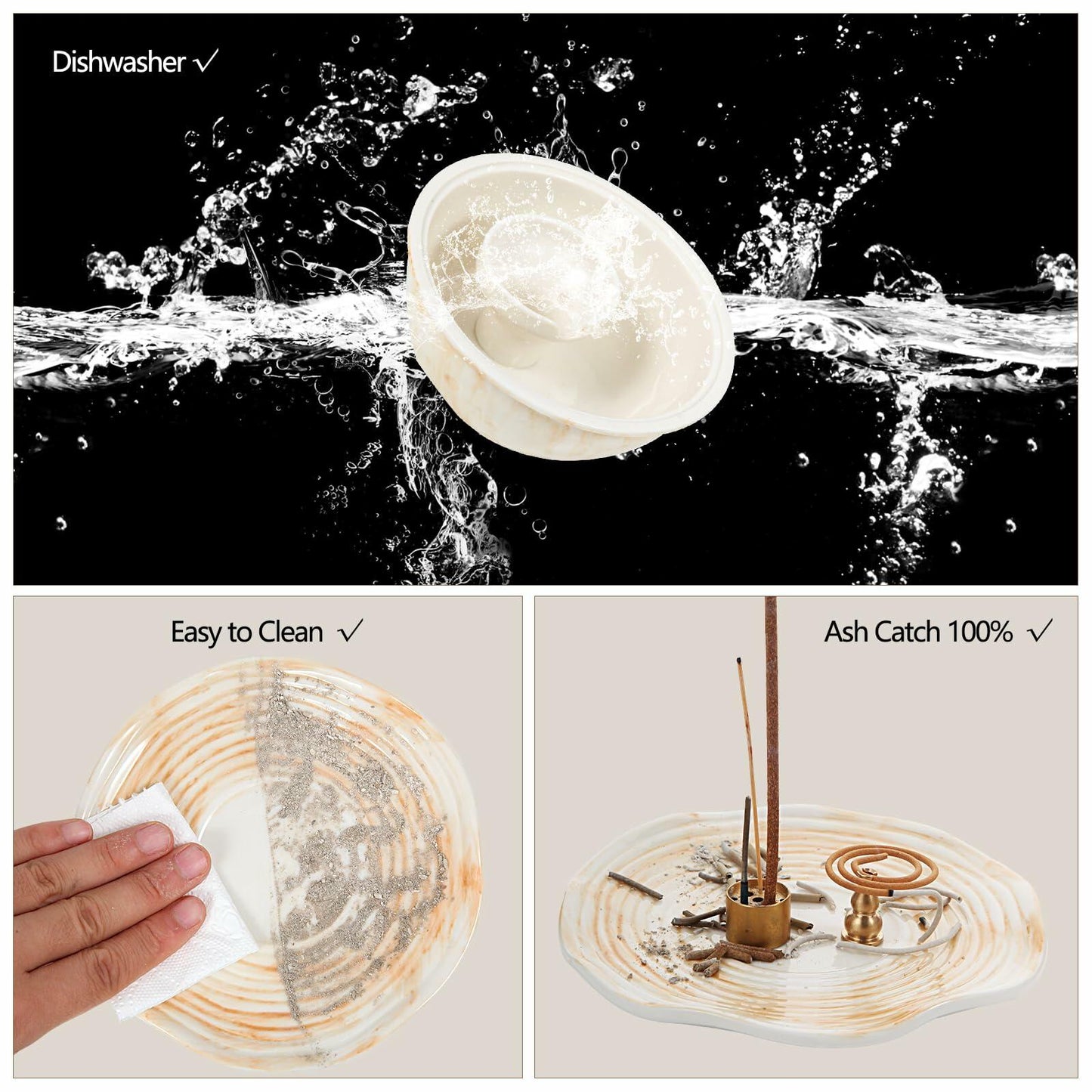 Ceramic Moon Incense Holder Burner 12-in-1 Multi-use Home Decor