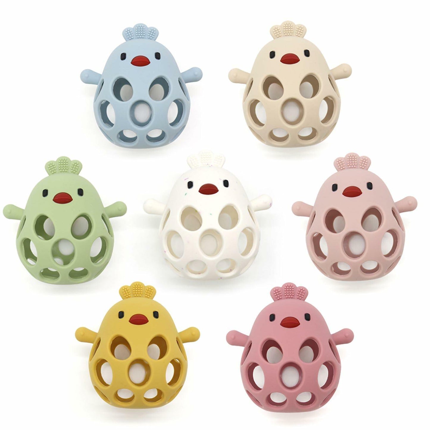 KIAANS Baby Teething Toy Silicone Hollow Chick White BPA Free Sensory Teether