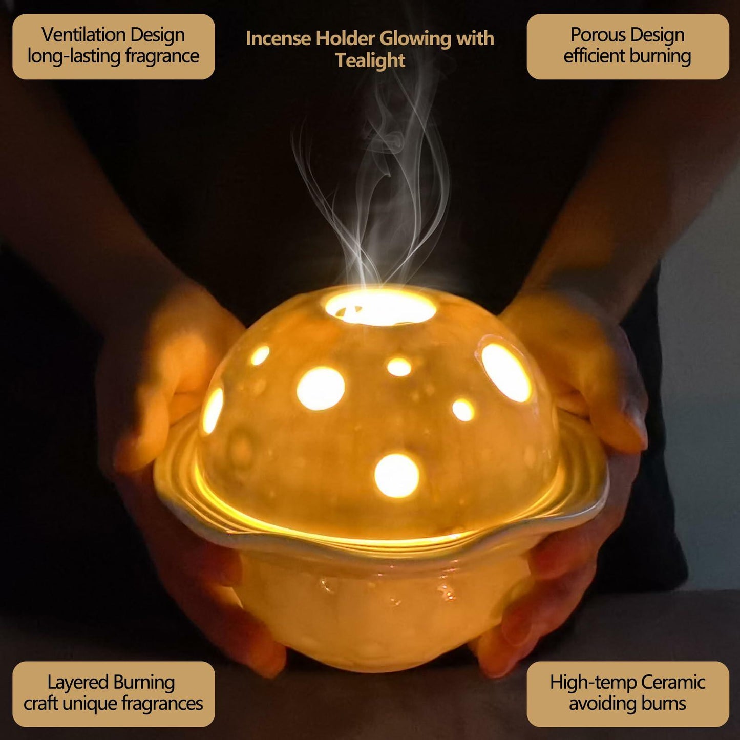 Ceramic Moon Incense Holder Burner 12-in-1 Multi-use Home Decor