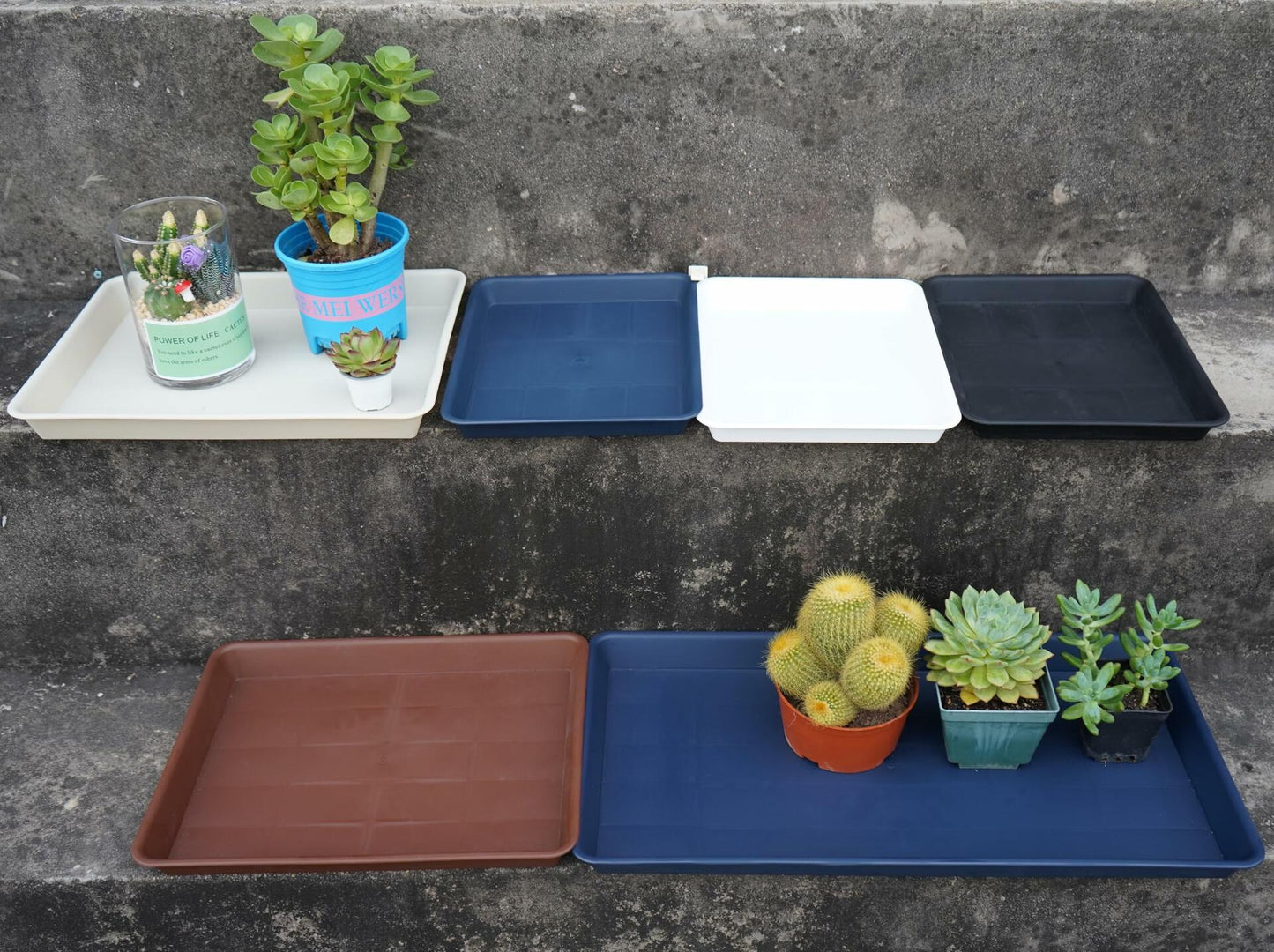 VUWEZ Plant Saucer Tray 11x9 inch, 1 Pack, Heavy Sturdy Plastic Drainage Tray