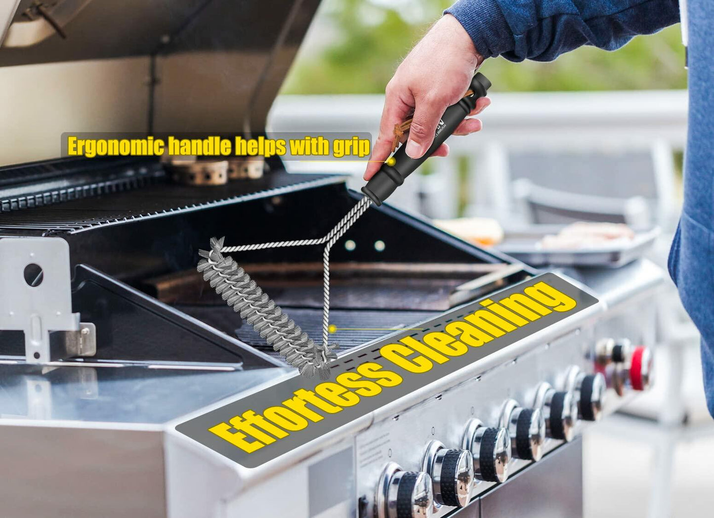 DALLEAN BBQ Grill Brush Durable Rust Resistant Bristles Outdoor Cleaning Tool