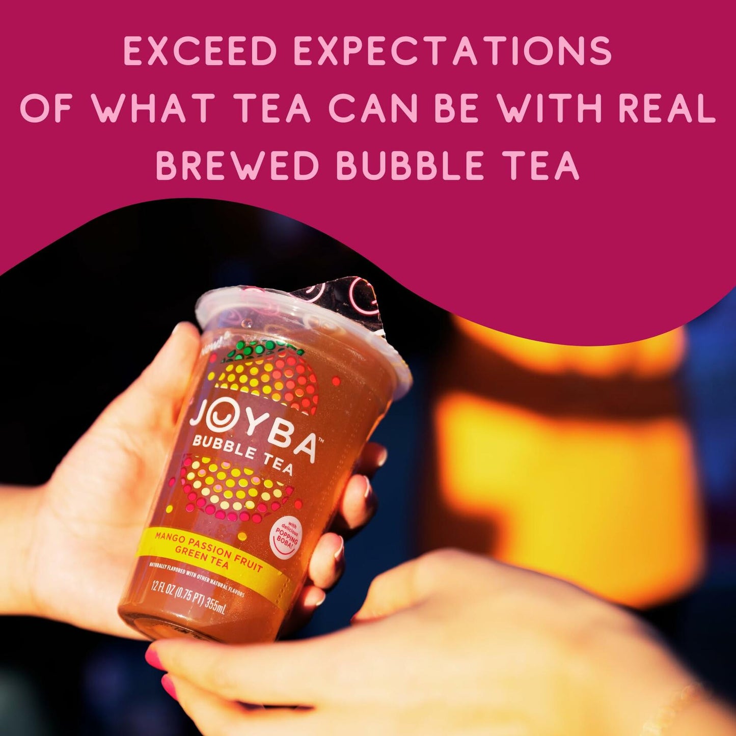 BB01/25 Joyba Bubble Tea Blueberry Pomegranate Black Tea 4 Pack 12oz Cups