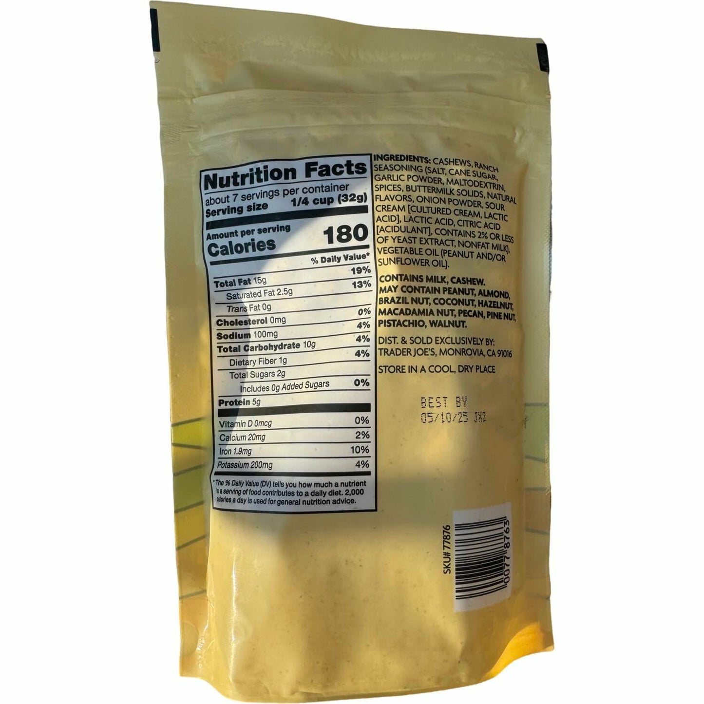 BestBy06/25 Trader Joe's Ranch Seasoned Cashews 8 oz - Savory Snack