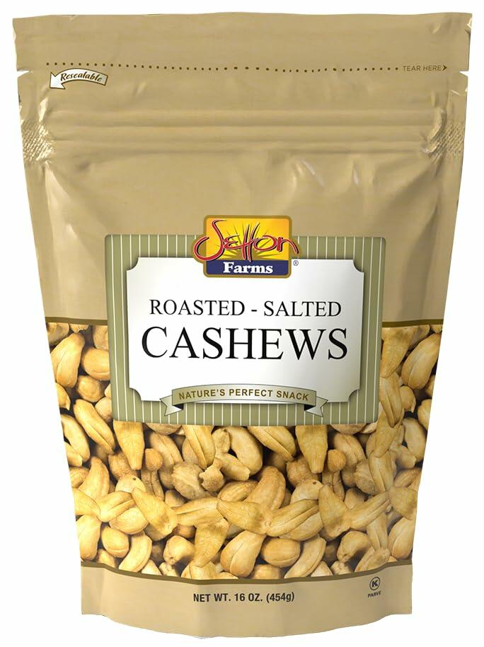 BB08/25 Cashews Roasted Salted 1 Lb. Bag Kosher, Premium Quality Snack