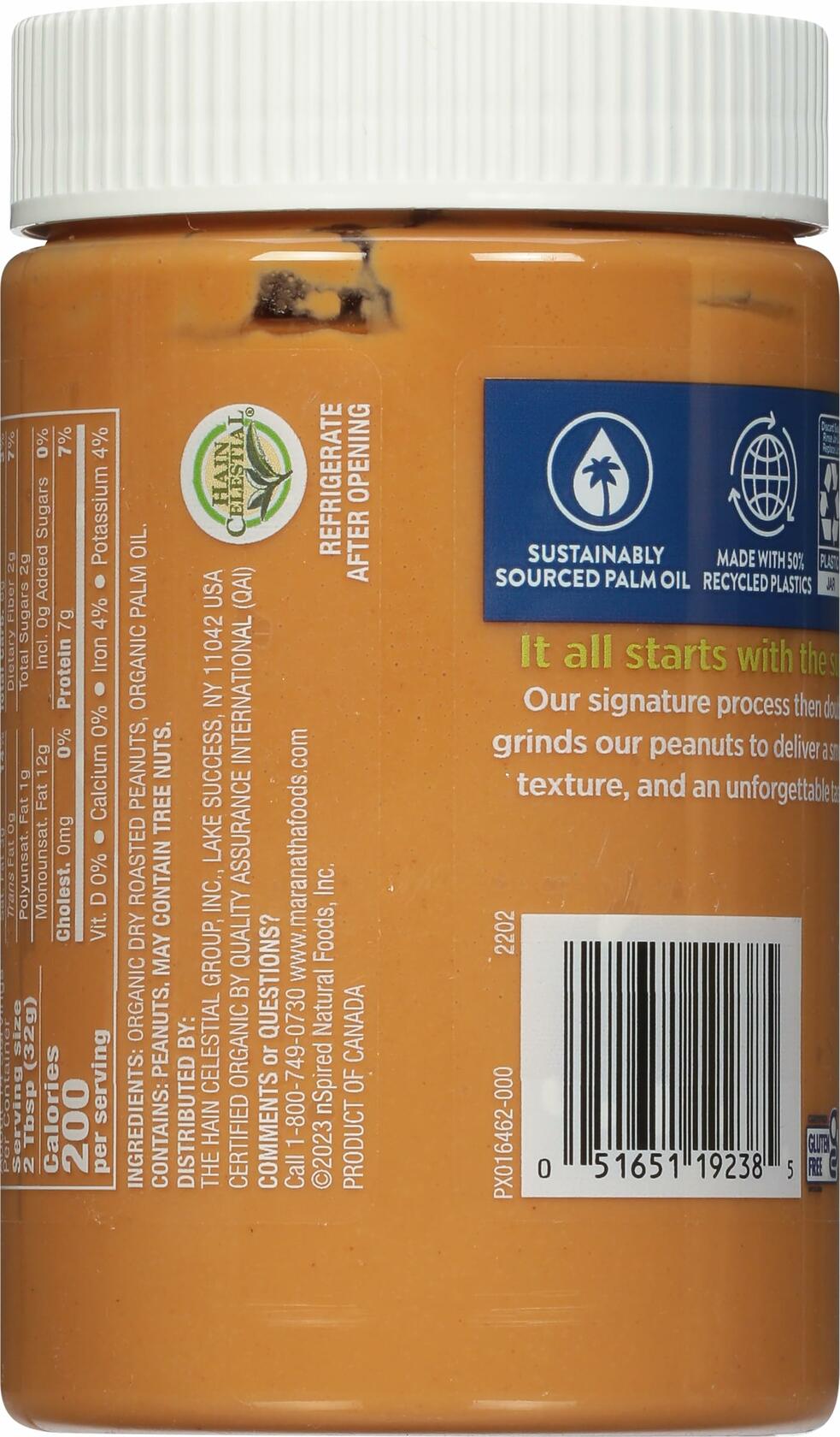 BestBy01/25 MaraNatha Organic Peanut Butter No Stir No Sugar 16oz Jar