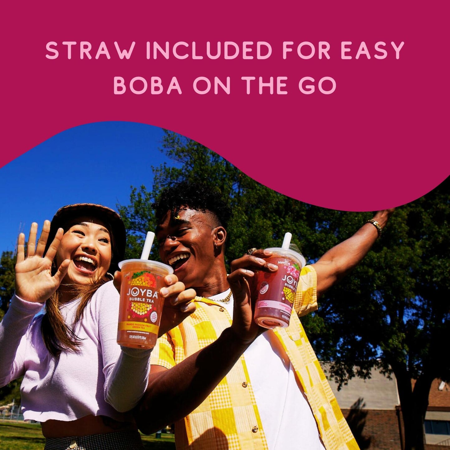 BB01/25 Joyba Bubble Tea Blueberry Pomegranate Black Tea 4 Pack 12oz Cups