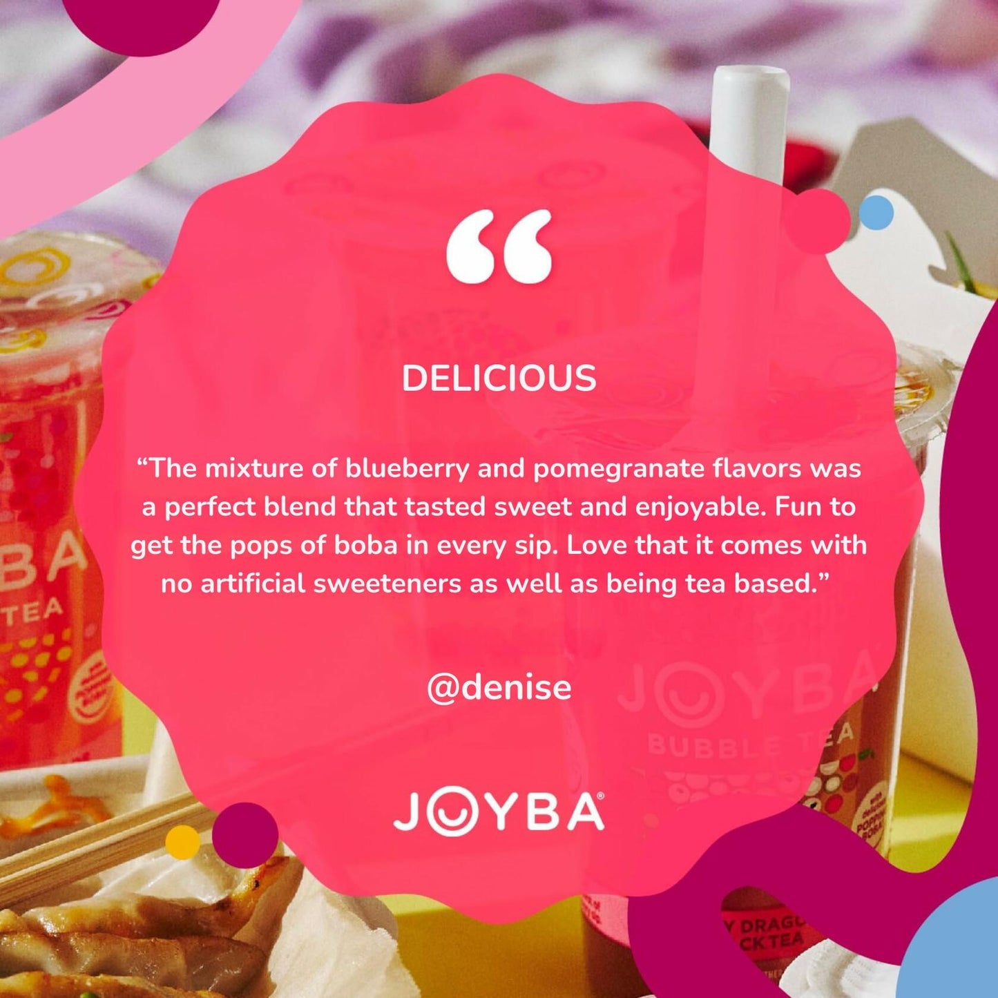 BB01/25 Joyba Bubble Tea Blueberry Pomegranate Black Tea 4 Pack 12oz Cups