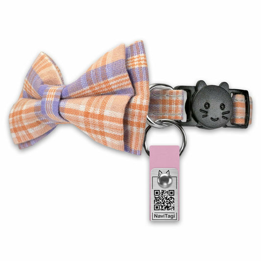 NaviTagi Cat Breakaway Collar XS Bell Bow Tie Personalized QR ID Kitten Adult