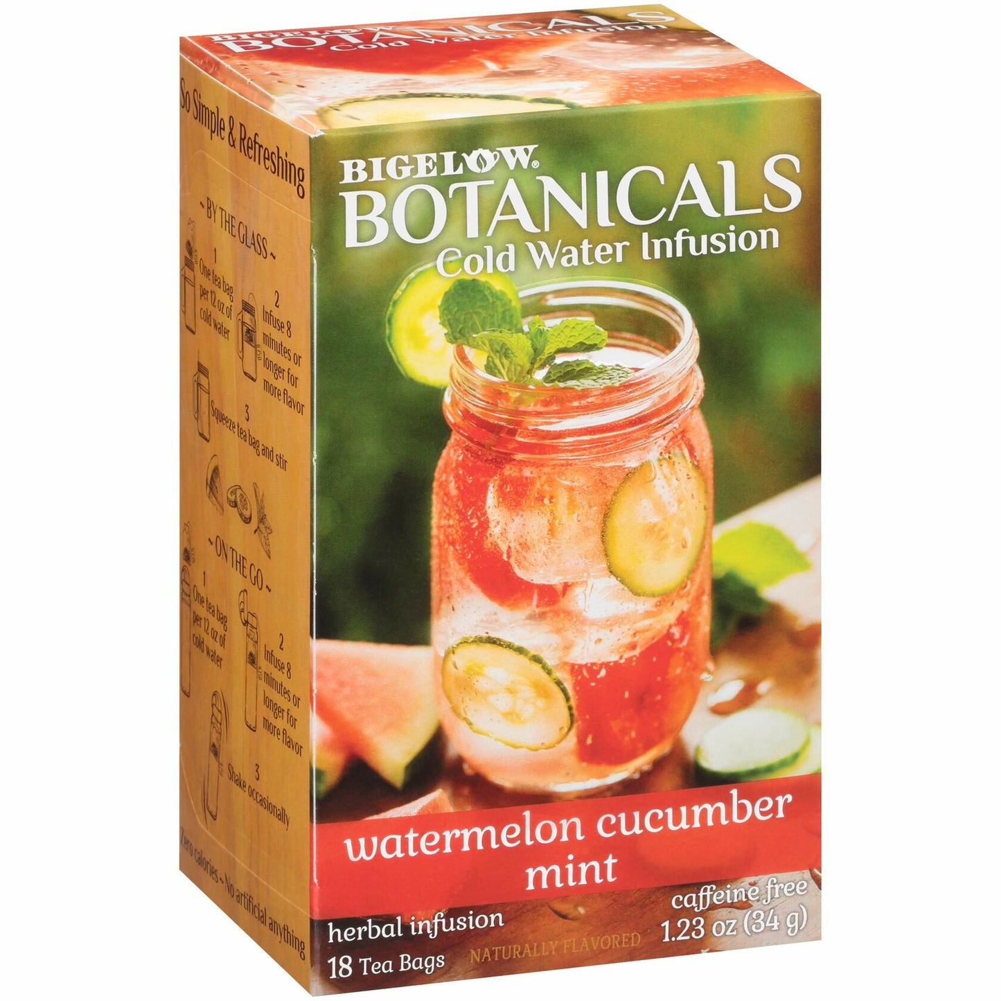 BB05/26 Bigelow Botanicals Watermelon Cucumber Mint Herbal Tea 108 Bags Pack 6