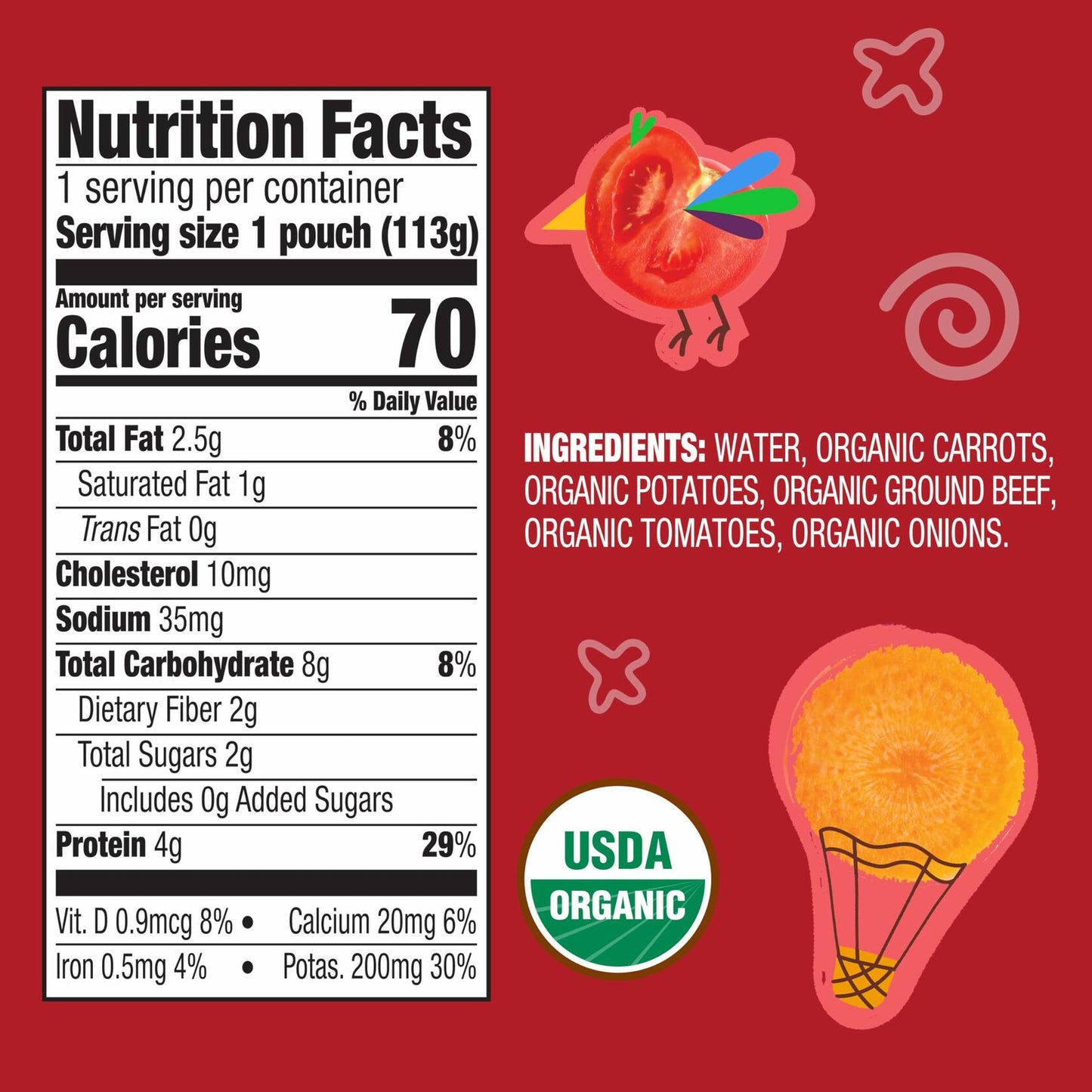 BB01/25 Earth's Best Organic Baby Food Pouches Beef Medley 4oz 12 Pack