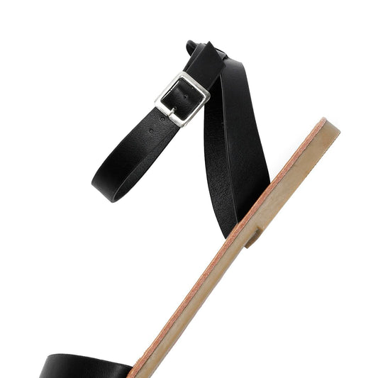 SANDALUP Women's Soft Faux Leather Open Toe Ankle Strap Flat Sandals 8.5