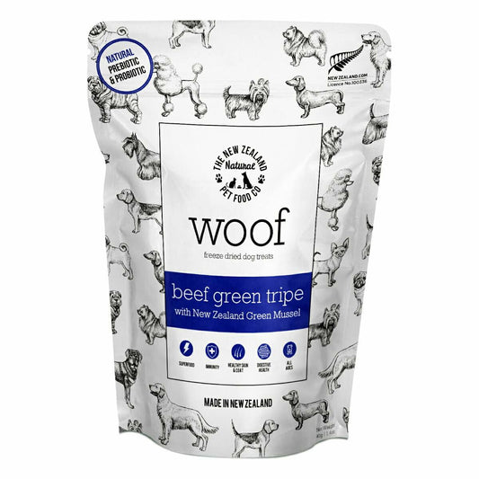 BestBy02/26 Woof Beef Green Tripe Treat Freeze Dried 1.4oz