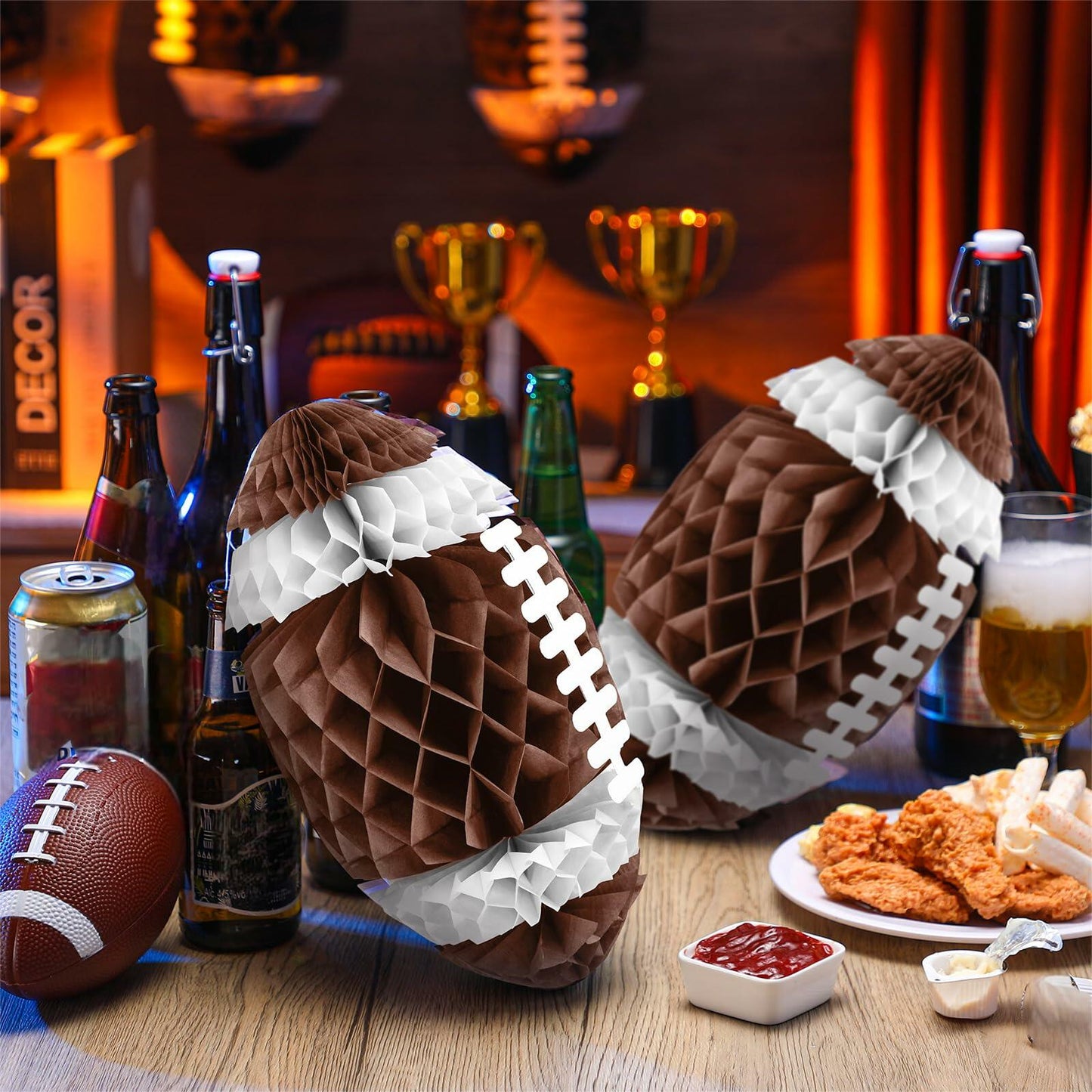 Retisee 12pcs 12in Football Honeycomb Lanterns Hanging Decorations Sport Party