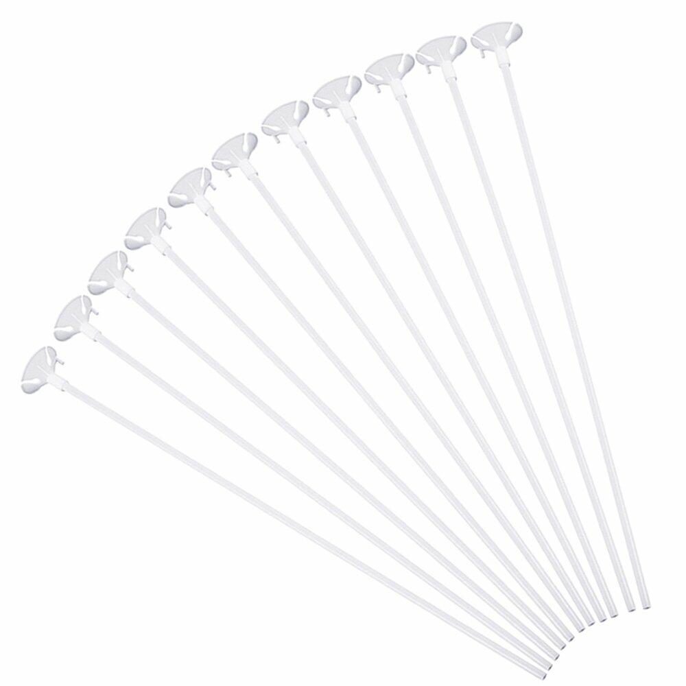 Pllieay 50pcs White Balloon Sticks with Cups Party Valentine's Wedding