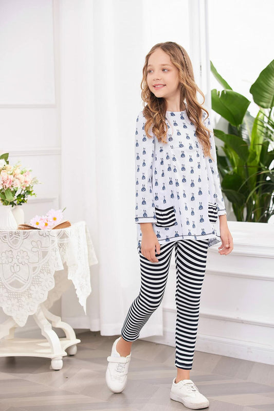 Arshiner Girls Pajama Set 2PC Long Sleeve Top & Leggings 6-7 Years