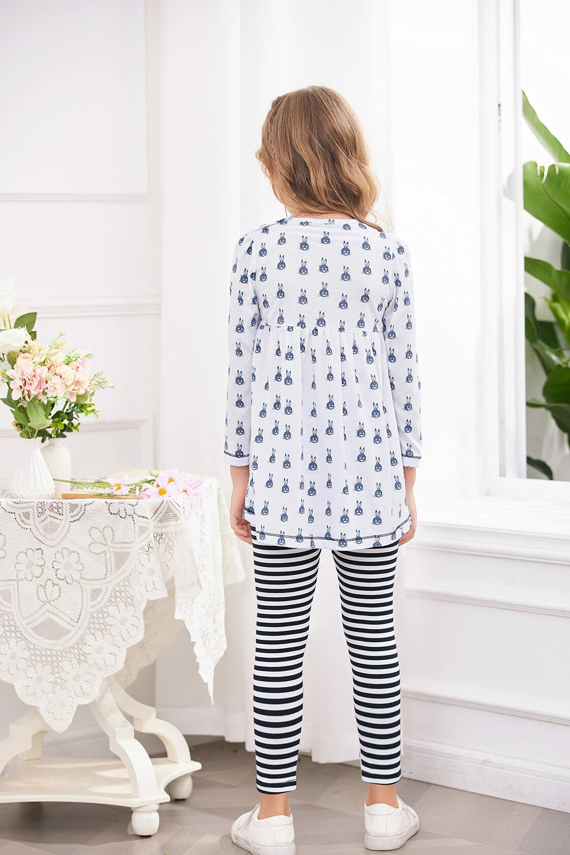 Arshiner Girls Pajama Set 2PC Long Sleeve Top & Leggings 6-7 Years