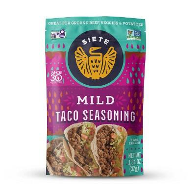 BestBy06/25 Siete Mild Taco Seasoning 1.31oz Packet Vegan Gluten Free Grain Free