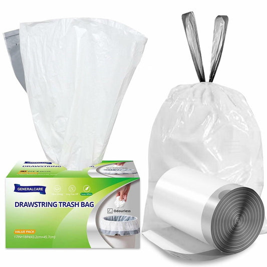 4 Gal Drawstring Trash Bags 57 Count White Small Garbage Can Liners
