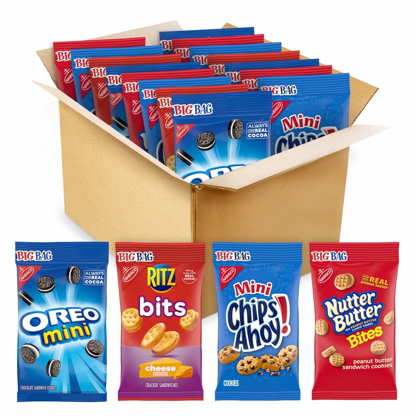Nabisco Variety Pack 15 Bags Oreo Mini, Chips Ahoy, Nutter Butter, Ritz New