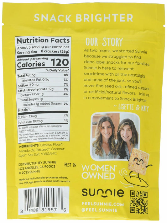 BestBy01/25 Sunnie Grain Free Sea Salt Crackers 3oz Gluten Free Healthy Snack