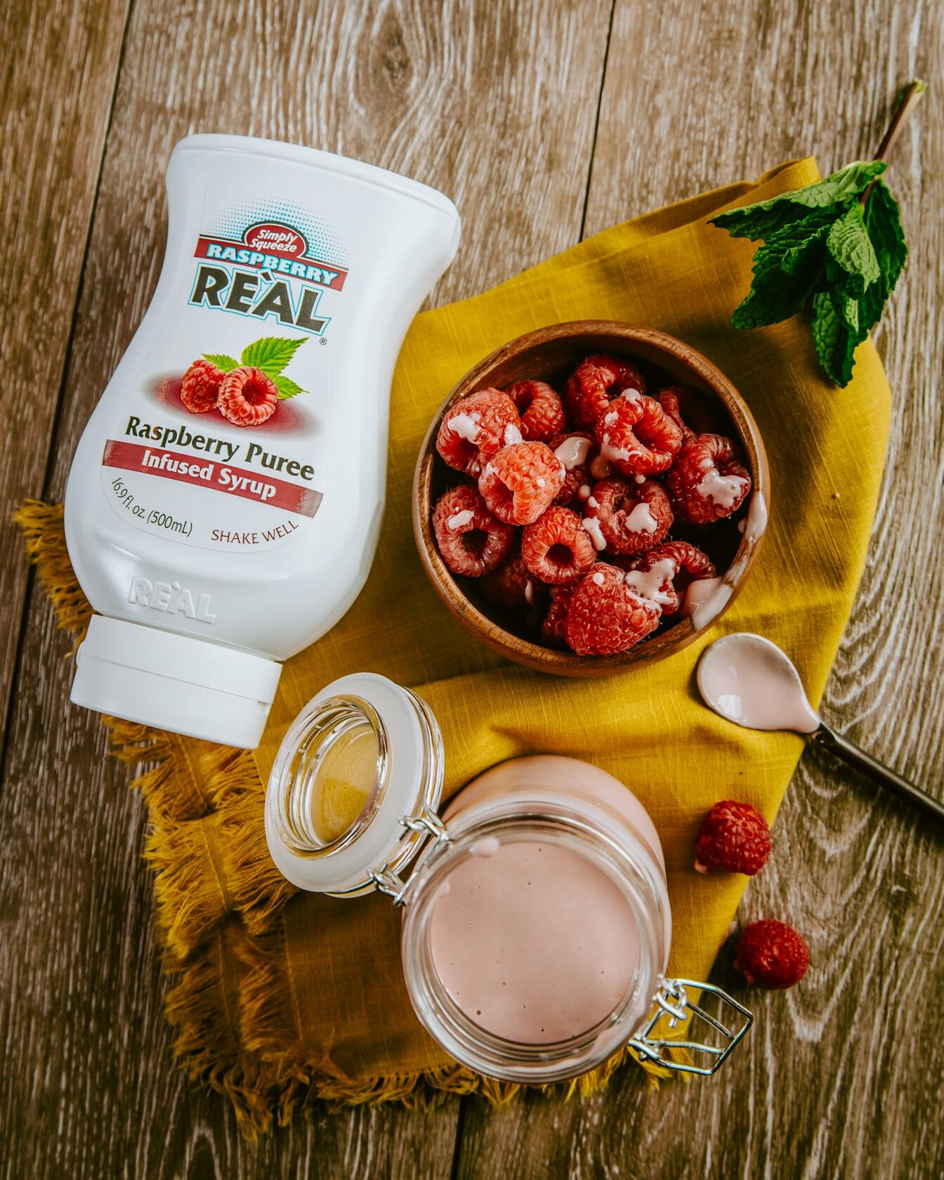 Real Infused Exotics Raspberry Syrup 16.9 fl oz Puree Squeezable Bottle
