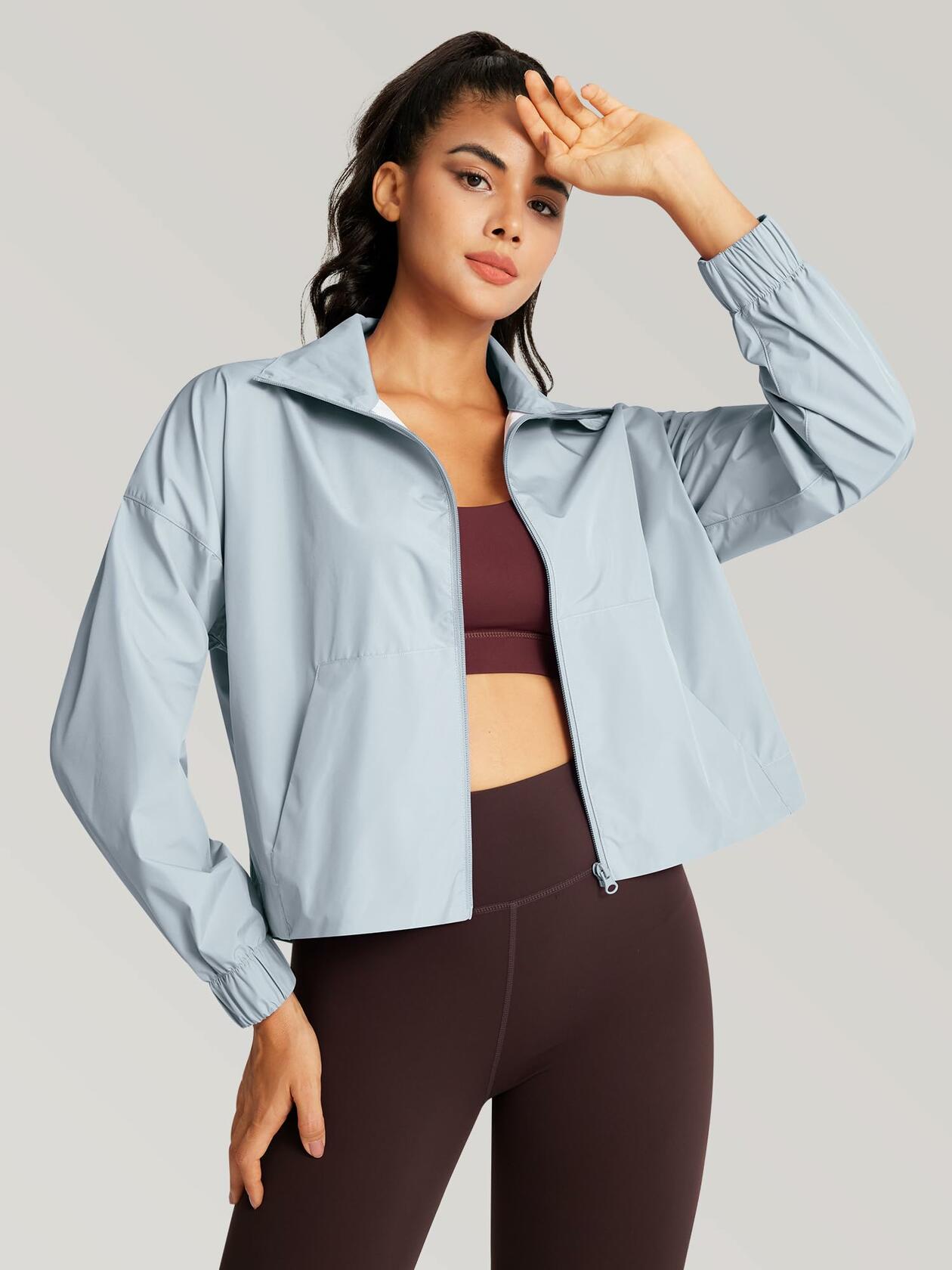 GYM RAINBOW Womens Waterproof Windbreaker Jacket Blue Size M