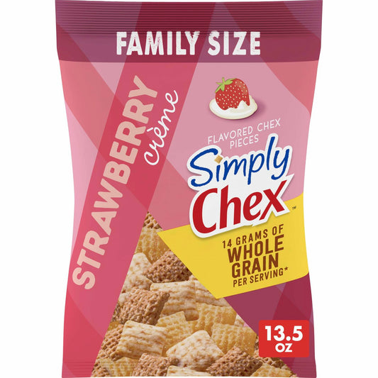 BestBy07/25 Simply Chex Strawberry Crème Snack Mix Family Size 13.5 oz
